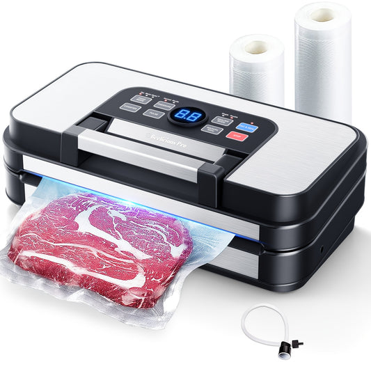 Beelicious Pro Automatic Vacuum Sealer Machine with 10 Modes | 95KPA Dual Pump & Double Seal Technology | Dry/Moist Food Preserving System | Bonus Accessory Hose + Roll-Packed Bags (Upgraded User Experience Design)