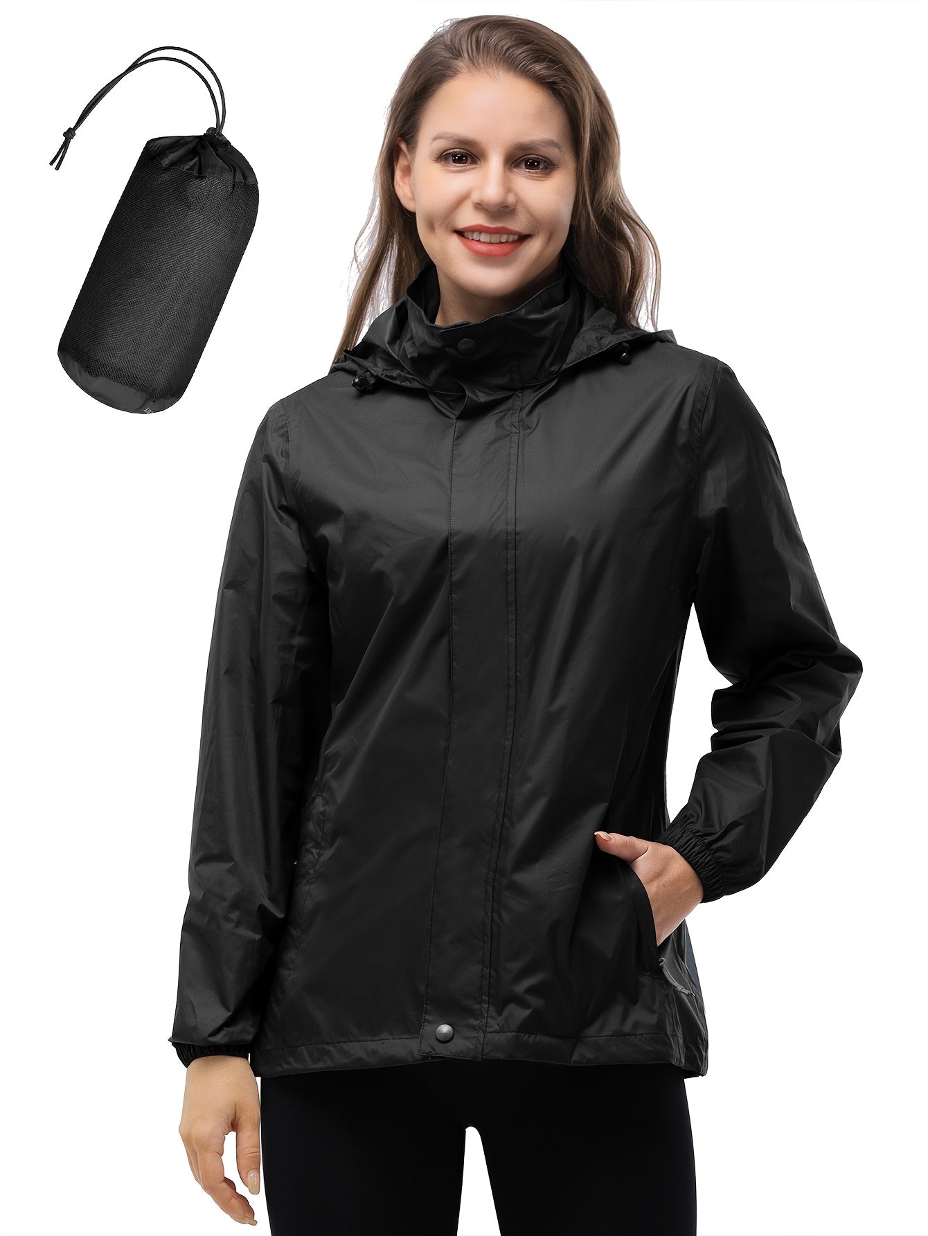 33000ft Women's Lightweight Packable Rain Jacket with Hood for Golf Hiking Travel Windbreaker