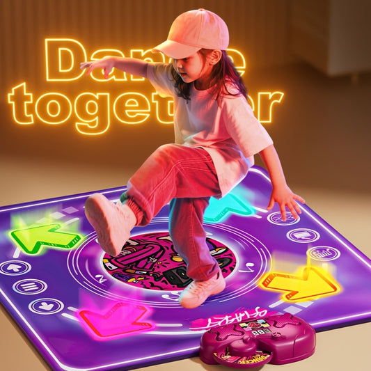 NEWBANDMO Kids Dance Mat for Ages 3-5, 4-8 & 8-12 Years - Colorful LED Light & Music Sync with Wireless Accessories, Durable Plastic Dance Mat for Toddlers, Birthday Gift for Boys & Girls, Entertainment, Vibrant Design, Sturd