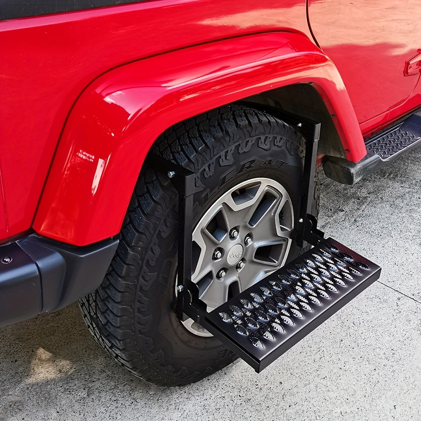 Kairay Folding Tire Step Portable Wheel Step Adjustable Height and Width Non Slip for Truck SUV Pickup Maximum 350 Pounds Suitable for Maximum Tire Width of 14 Inches Truck Accessories for Men Pickup Accessories