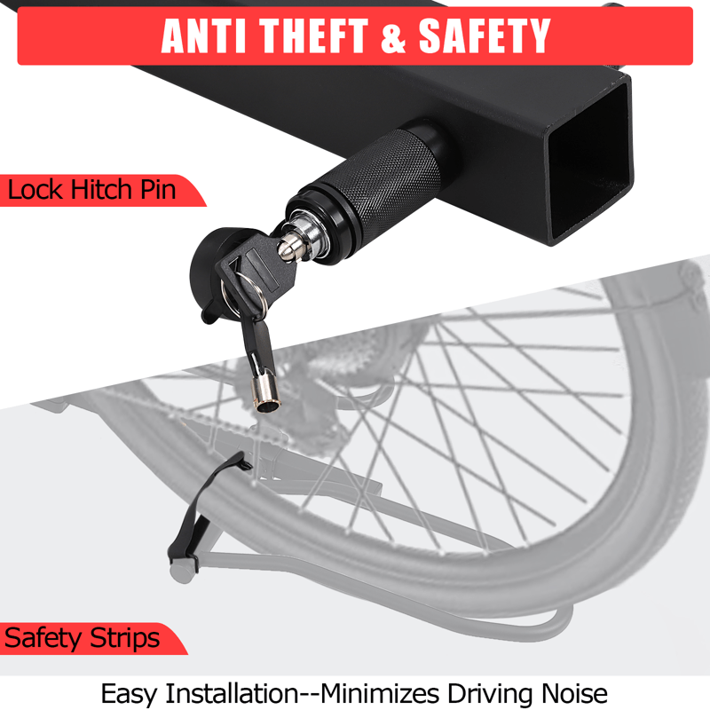 2-Bicycle Carrier with Lock Pin for Car, Folding Hitch Mount Bike Rack 2" Receiver