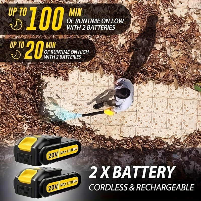 Electric Handheld Cordless Leaf Blower With Two Batteries For Patio And Yard 20V 140 CFM Lightweight Battery Powered