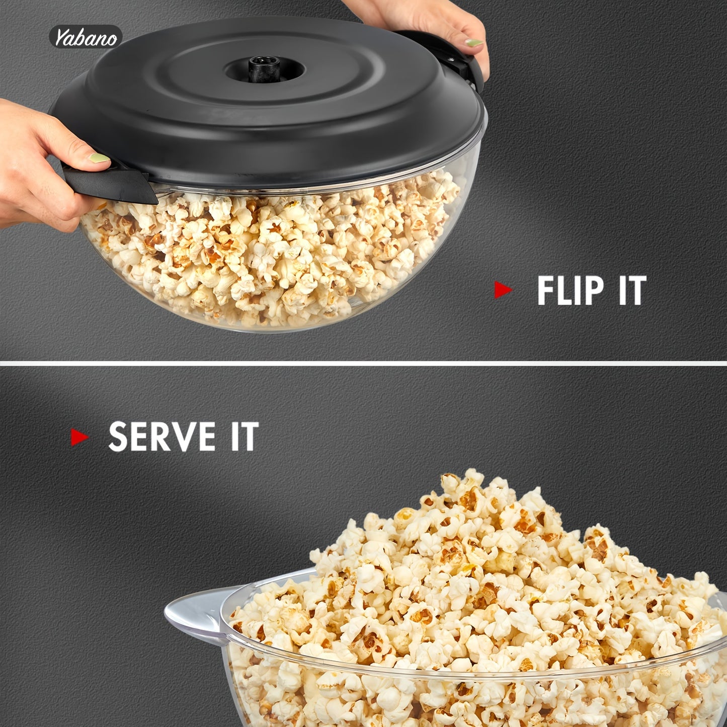 [Yabano Quick-Heat Popcorn Maker] Yabano 6-Quart Popcorn Maker - Quick-Heat, Nonstick, Electric Stirring - Red & Black, Dishwasher Safe