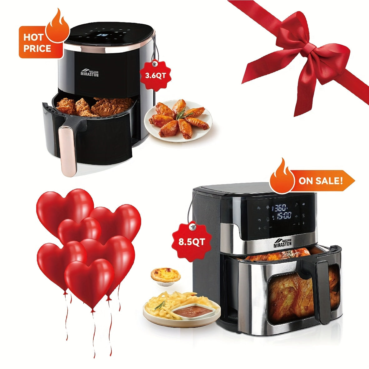 [8.5QT Air Fryer] 8.5QT Large Air Fryer | Smart Touch Screen, 8 Preset Functions, Non-stick Coating, Suitable For 5-6 People | Kitchen Accessories, Toaster Oven, Deep Fryer